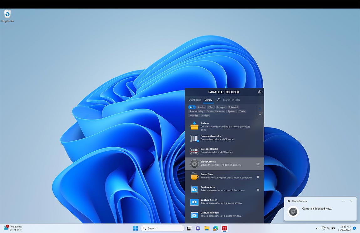 Block Camera screen