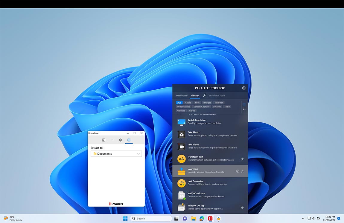 Unarchive screen