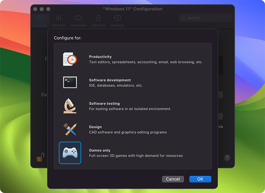 3. Adjust the virtual machine settings for gaming